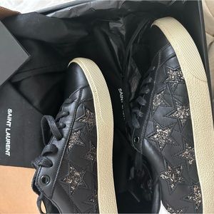 Saint Laurent sneakers with glitter stars black leather size 40